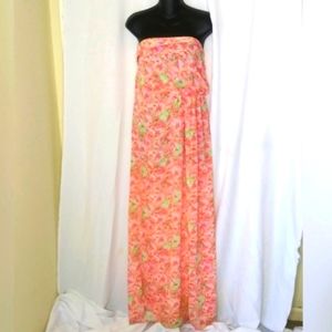 Zara Floral Strapless Maxi Dress